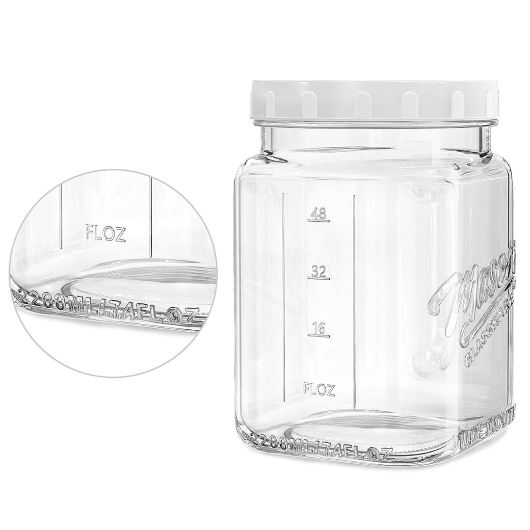 2 Pcs 74 Oz Super Large Mason Jars With Glass Handle & Screw Lid