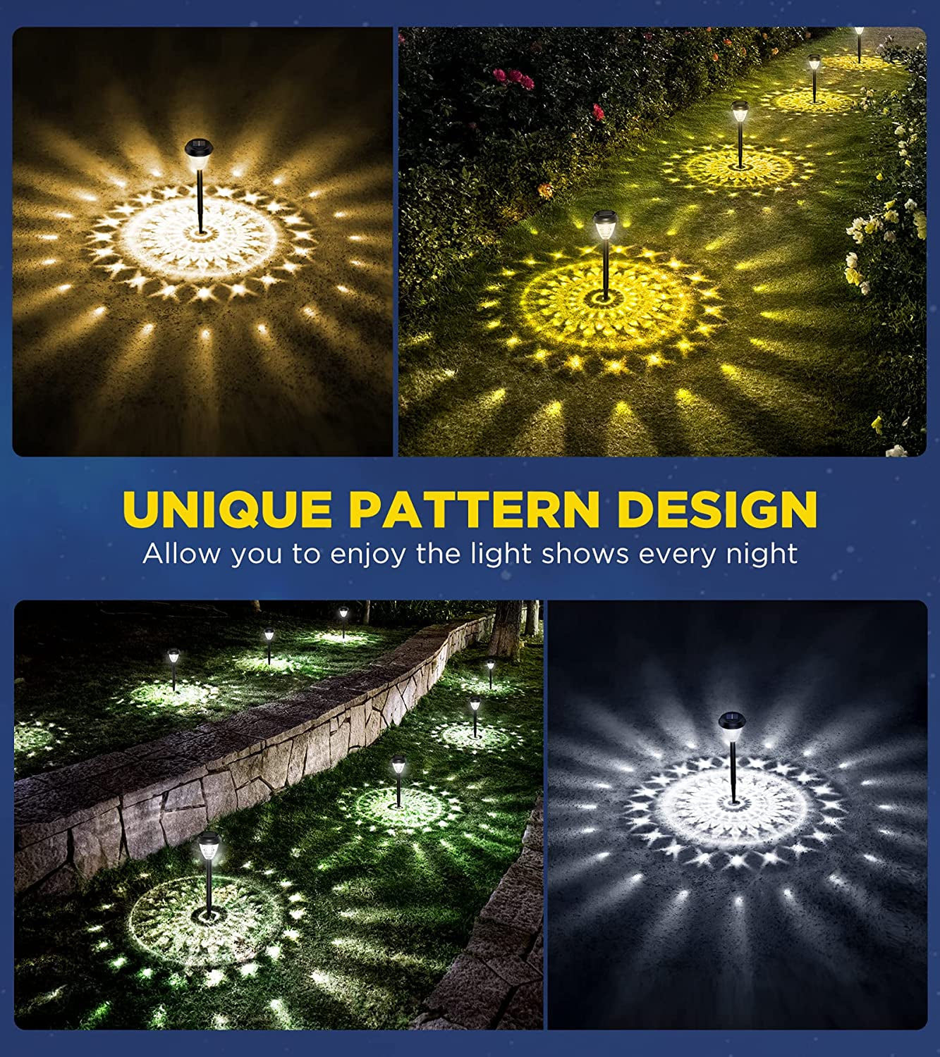 ππ₯ππ«π ππ«π’π π‘π Solar Outdoor Lights Decorative ππ Pack, 100% Faster Charge Solar Pathway Garden Lights up to 12H Auto On/Off, Solar Lights Outdoor Waterproof for Walkway Yard Lawn