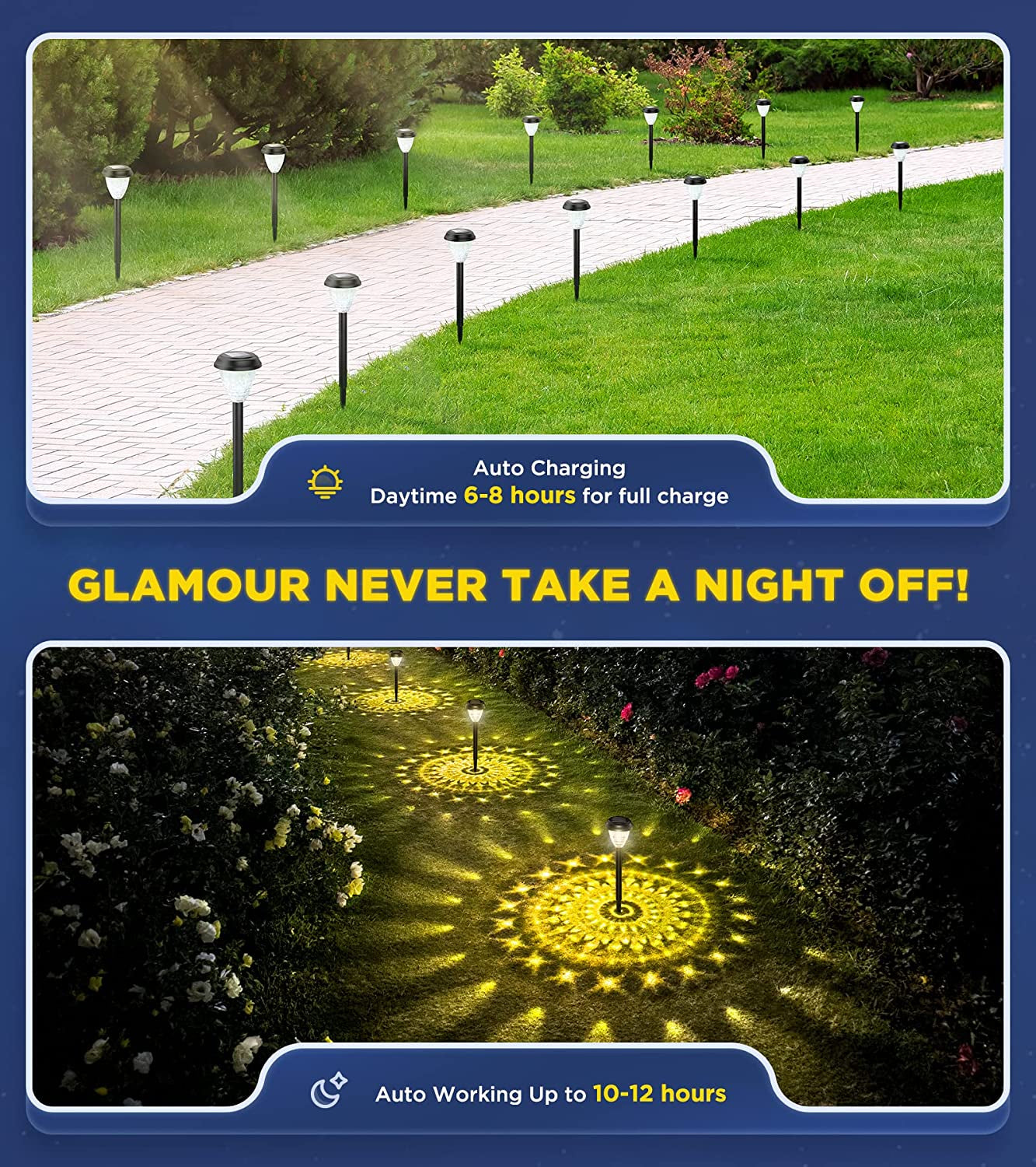 ππ₯ππ«π ππ«π’π π‘π Solar Outdoor Lights Decorative ππ Pack, 100% Faster Charge Solar Pathway Garden Lights up to 12H Auto On/Off, Solar Lights Outdoor Waterproof for Walkway Yard Lawn