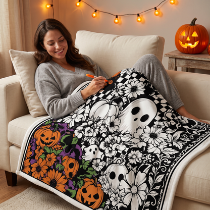 Halloween Colorable Ghost Blanket