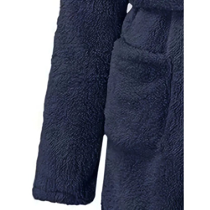 Solid Winter Plush Hooded Bathrobe