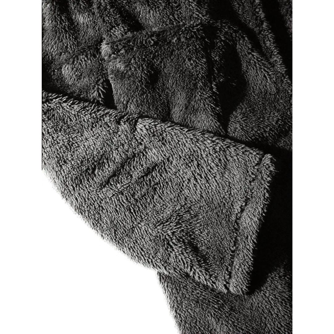 Solid Winter Plush Hooded Bathrobe
