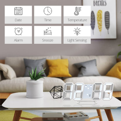 Modern 3D LED Clock with Night Light Function