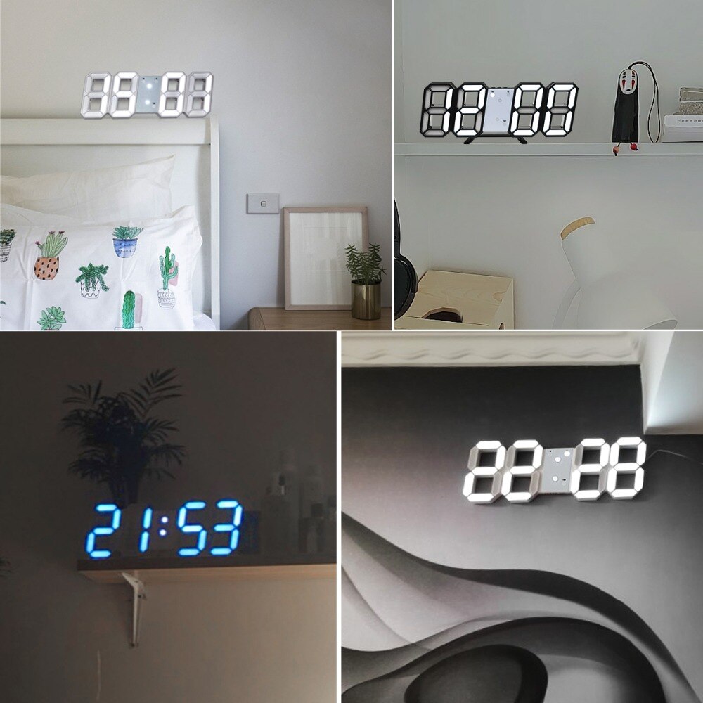 Modern 3D LED Clock with Night Light Function