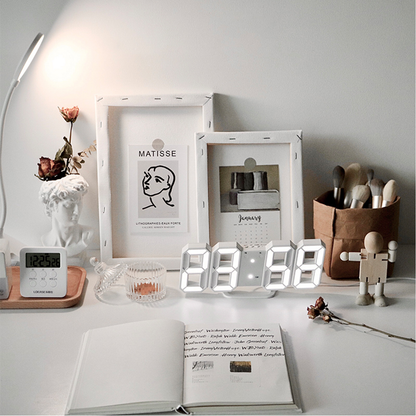 Modern 3D LED Clock with Night Light Function