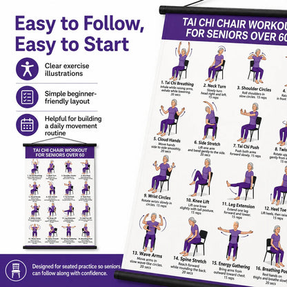 16-Move Seated Tai Chi Exercise Chart for Seniors