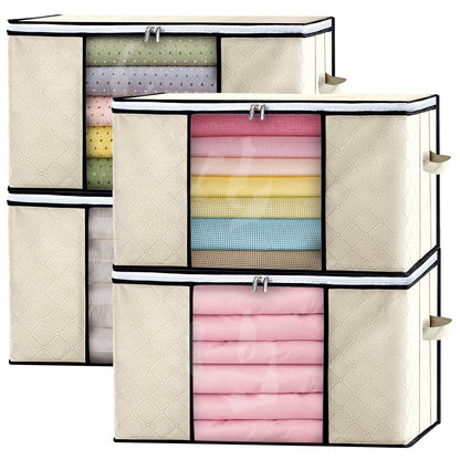 Collapsible Storage Bins with Clear View Lid and Handles