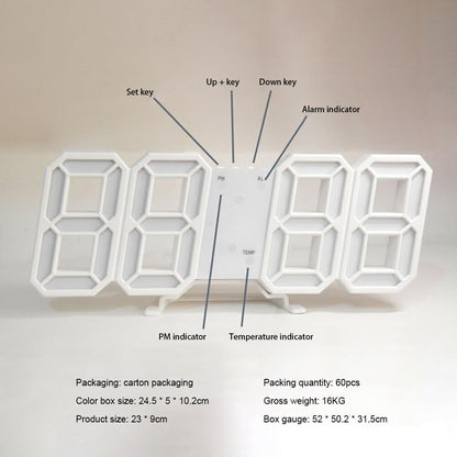 Modern 3D LED Clock with Night Light Function