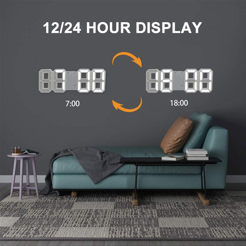 Modern 3D LED Clock with Night Light Function