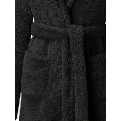 Solid Winter Plush Hooded Bathrobe