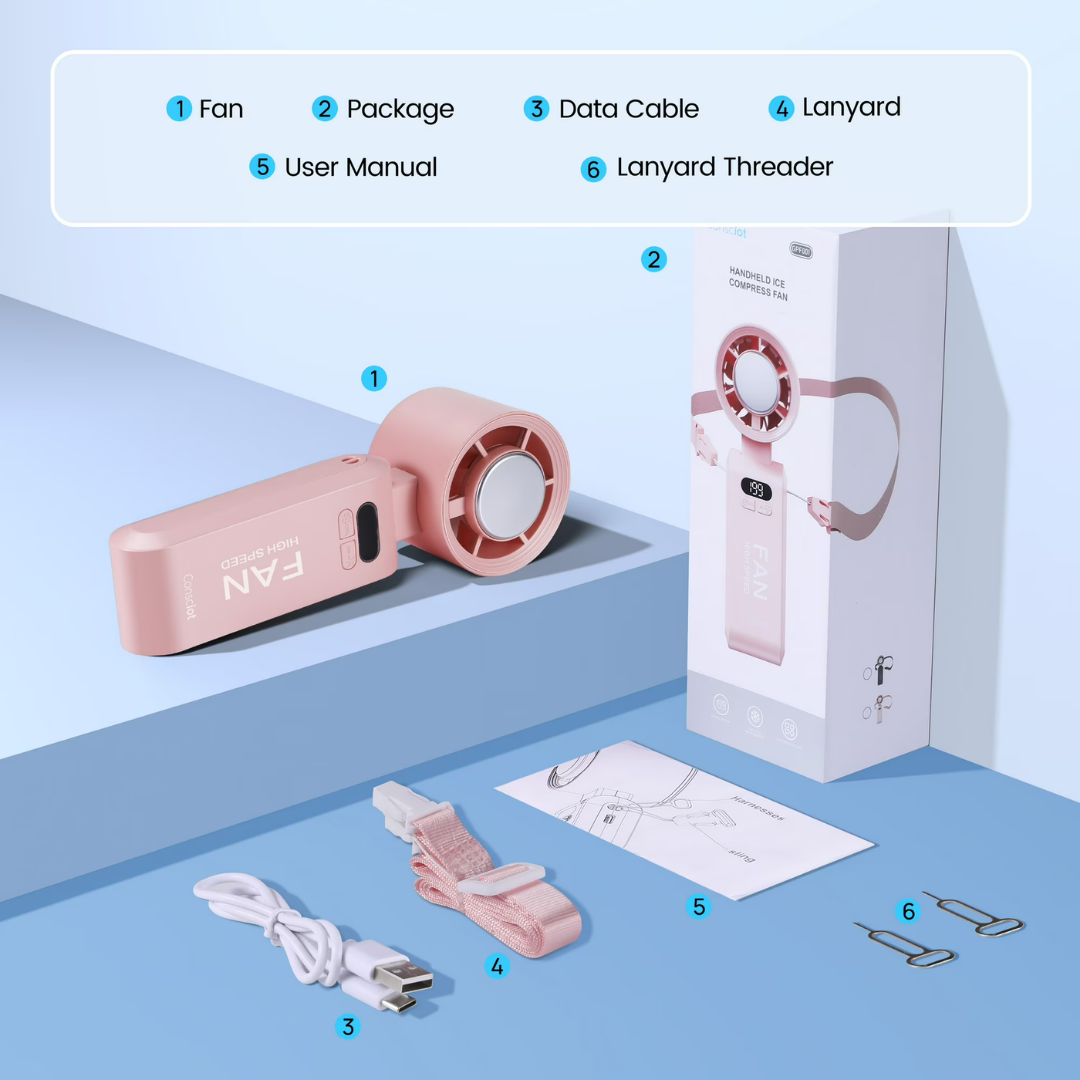 Handheld Portable Turbo Fan With Ice Cooler
