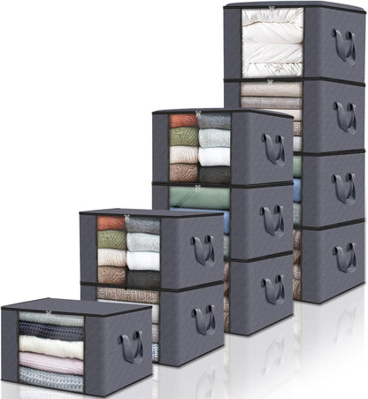 Collapsible Storage Bins with Clear View Lid and Handles