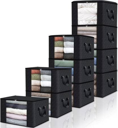 Collapsible Storage Bins with Clear View Lid and Handles