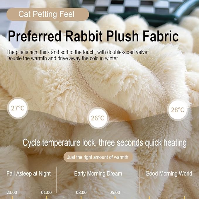 Luxurious Faux Rabbit Fur Throw Blanket + 2 Pillowcases
