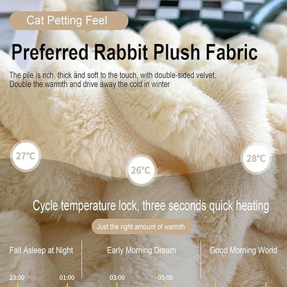 Luxurious Faux Rabbit Fur Throw Blanket + 2 Pillowcases