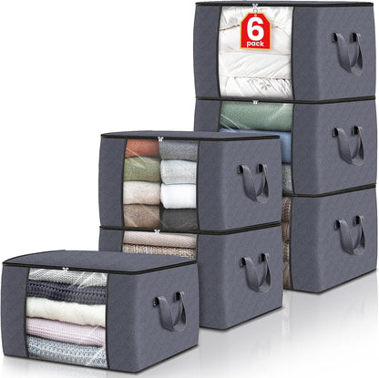 Collapsible Storage Bins with Clear View Lid and Handles