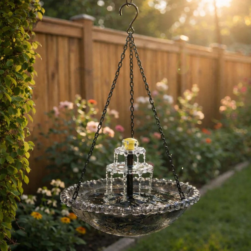 Solar Cascade Hanging Bird Bath Fountain