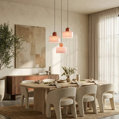 Coloured glass Bauhaus pendant light