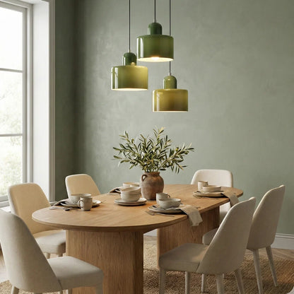 Coloured glass Bauhaus pendant light