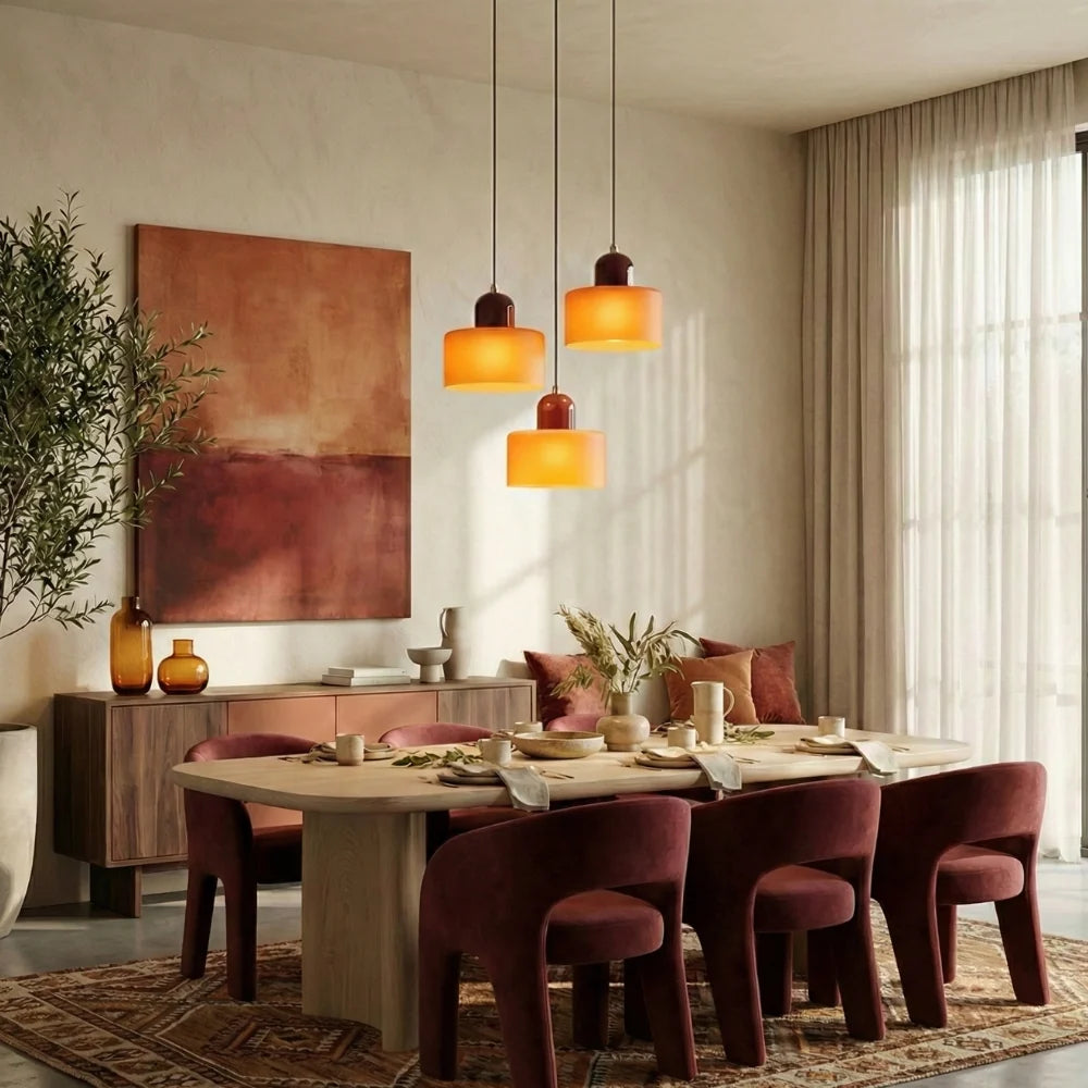 Coloured glass Bauhaus pendant light