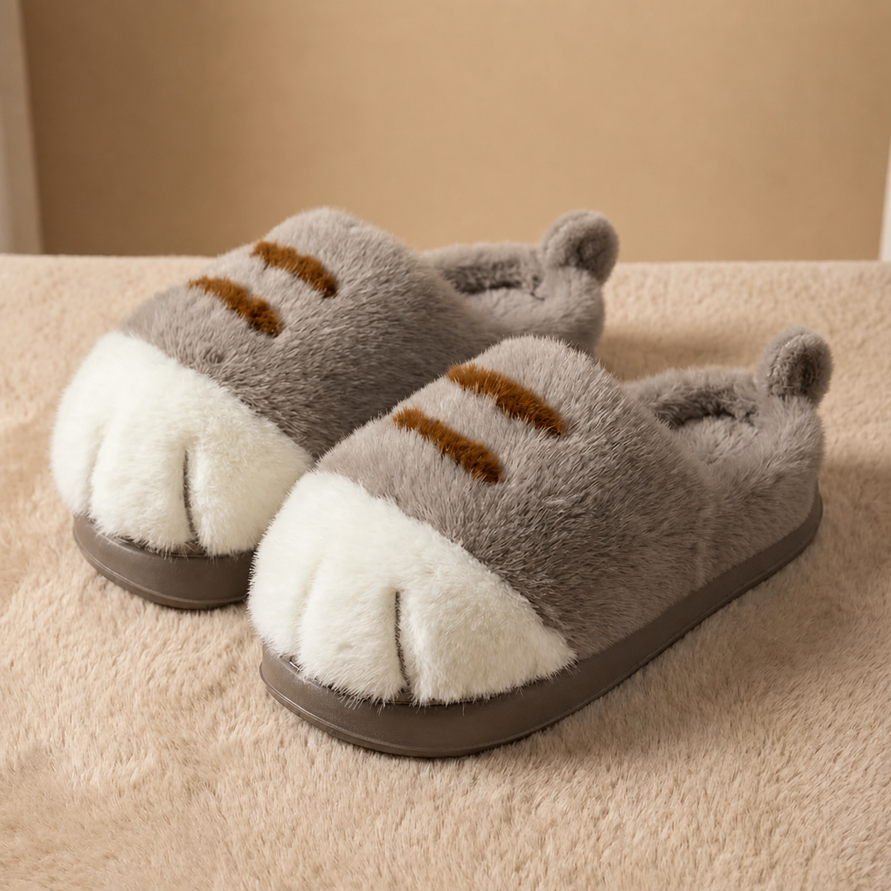 Cat Paw Plush Slippers