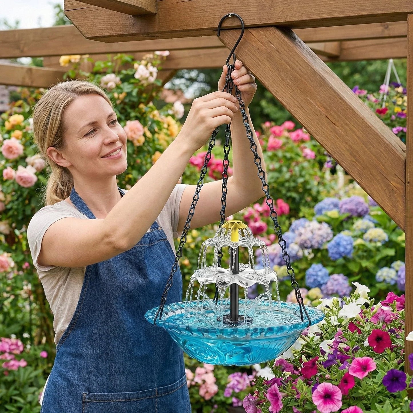 Solar Cascade Hanging Bird Bath Fountain