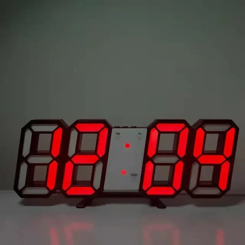 Modern 3D LED Clock with Night Light Function