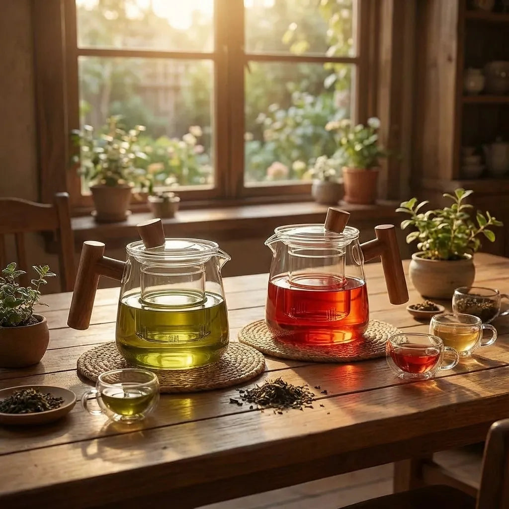 Borosilicate Glass Teapot with Infuser and Wooden Handle