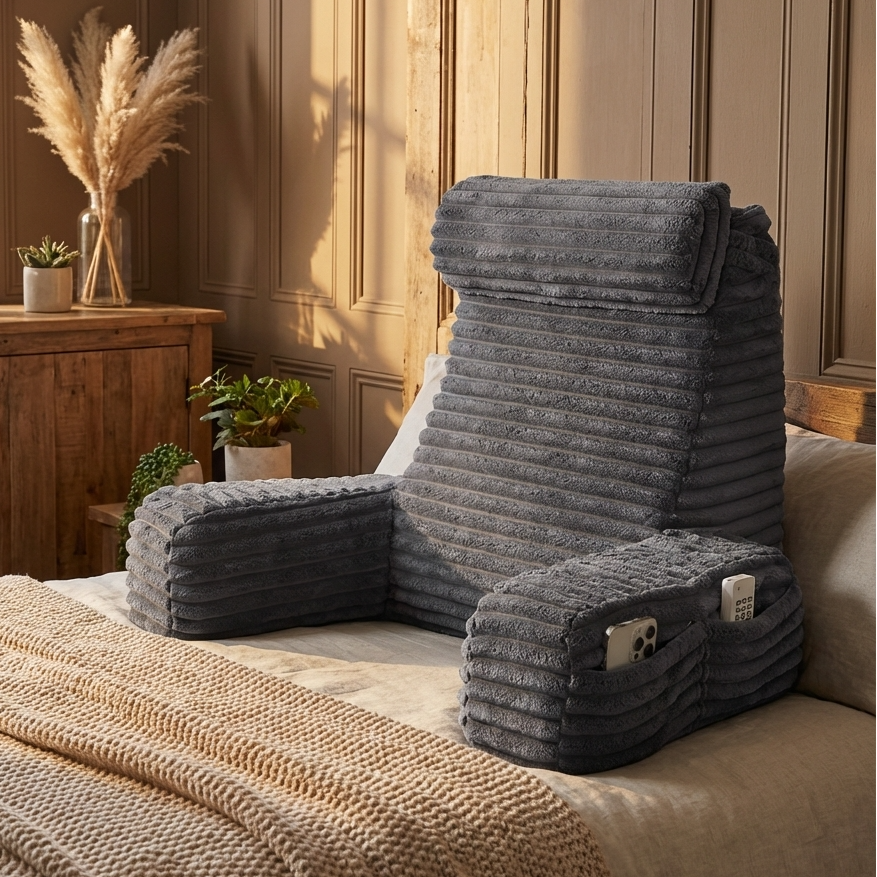 Luxury Backrest Pillow With Arms & Adjustable Headrest