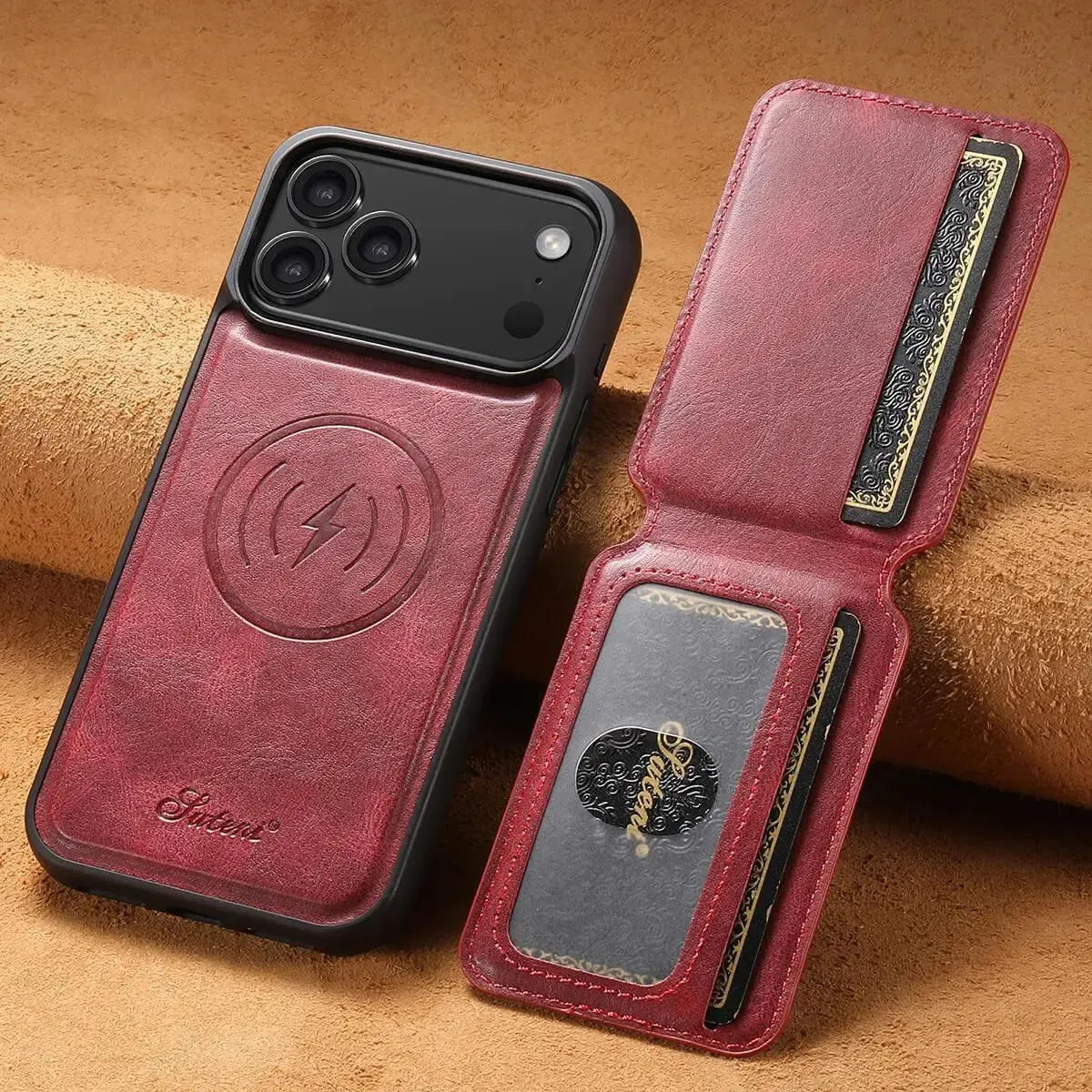 Vintage Leather Wallet Phone Case with Card Holder