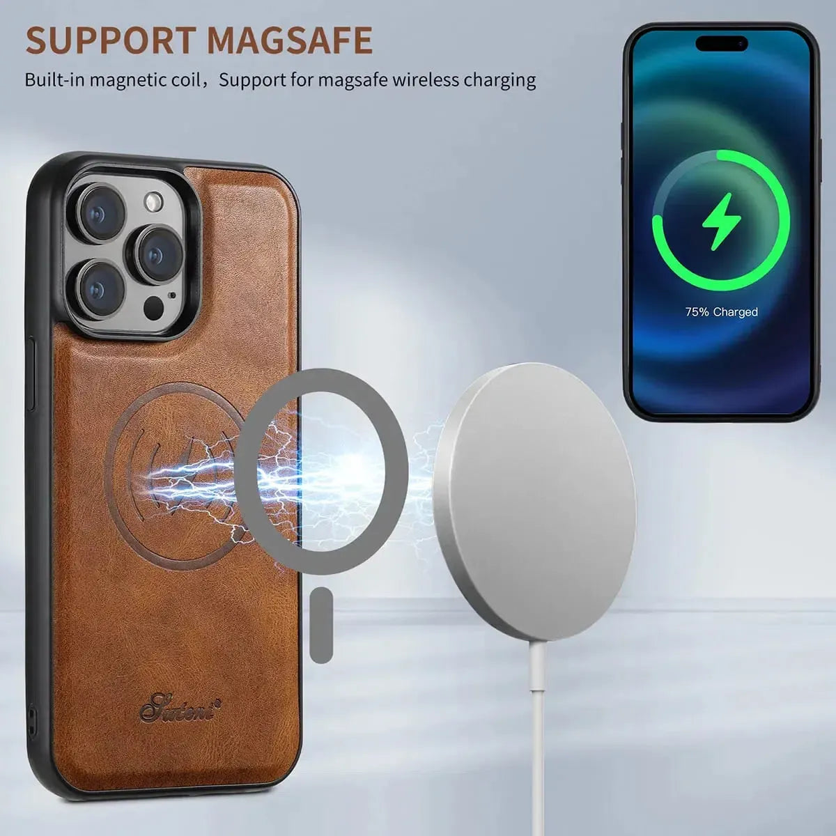 Vintage Leather Wallet Phone Case with Card Holder