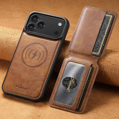 Vintage Leather Wallet Phone Case with Card Holder