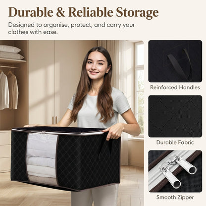 Collapsible Storage Bins with Clear View Lid and Handles