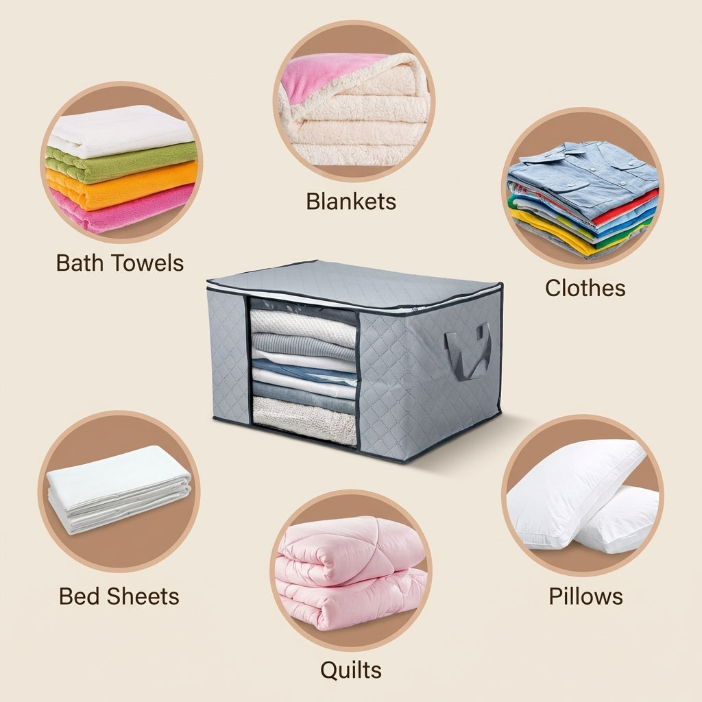 Collapsible Storage Bins with Clear View Lid and Handles