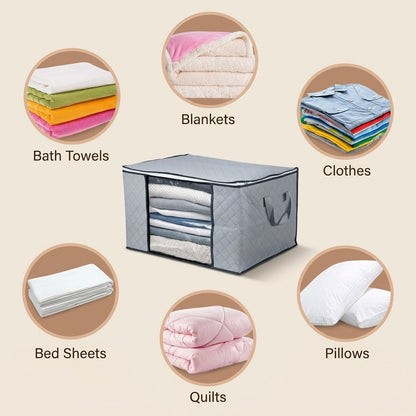 Collapsible Storage Bins with Clear View Lid and Handles