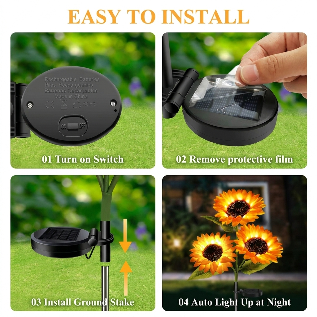 Solar LED Sunflower Garden Lights