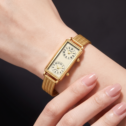 Elegant Gold Rectangle Quartz Watch