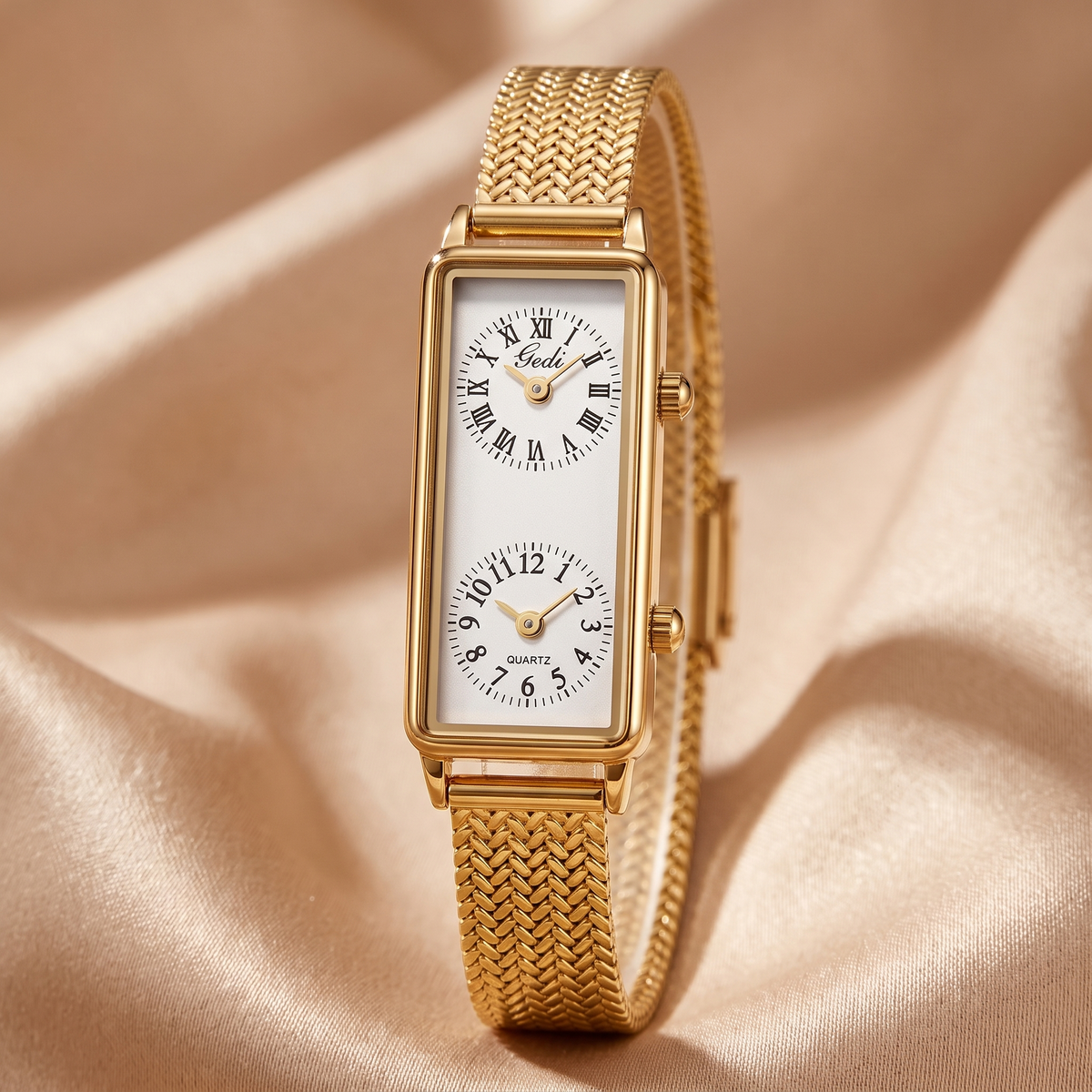 Elegant Gold Rectangle Quartz Watch