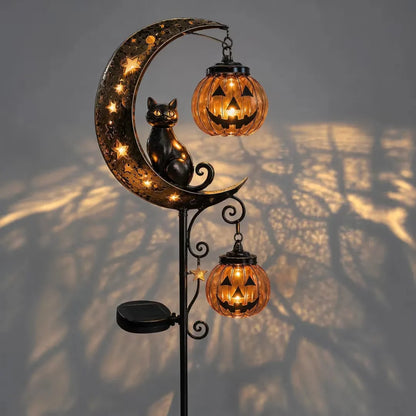 Pumpkin Moon Solar Garden Stake Light