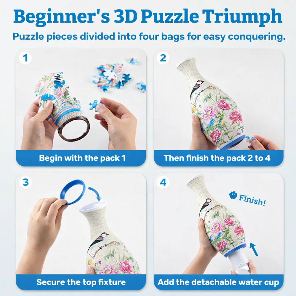 3D Puzzle Vase for Flowers