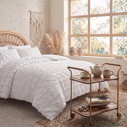 Boho Textured Geometric Duvet Cover Set