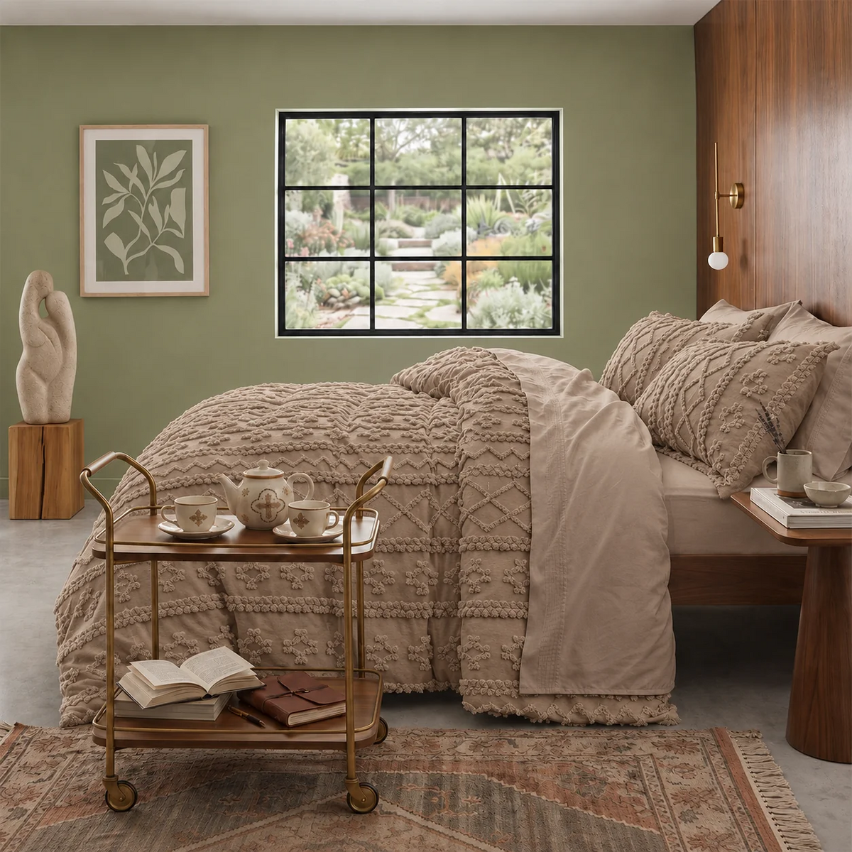 Boho Textured Geometric Duvet Cover Set