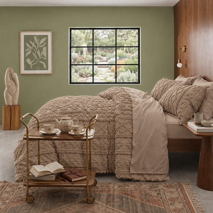Boho Textured Geometric Duvet Cover Set