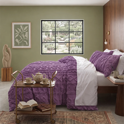 Boho Textured Geometric Duvet Cover Set