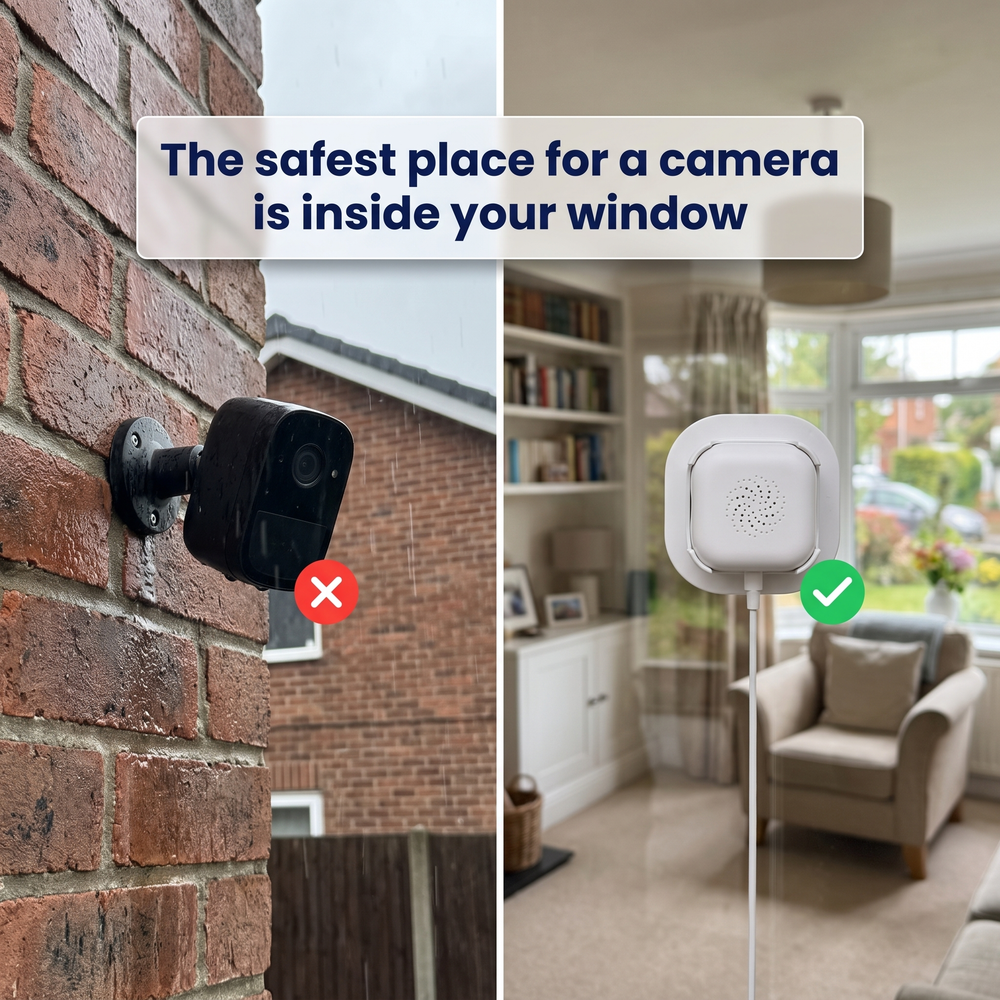 The safest spot for a camera is inside your window