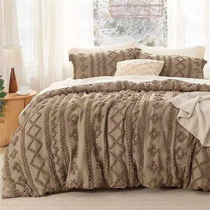Boho Textured Geometric Duvet Cover Set