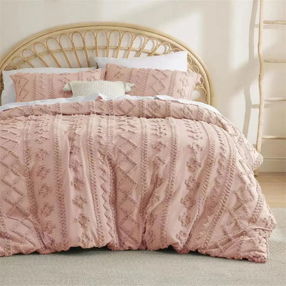 Boho Textured Geometric Duvet Cover Set