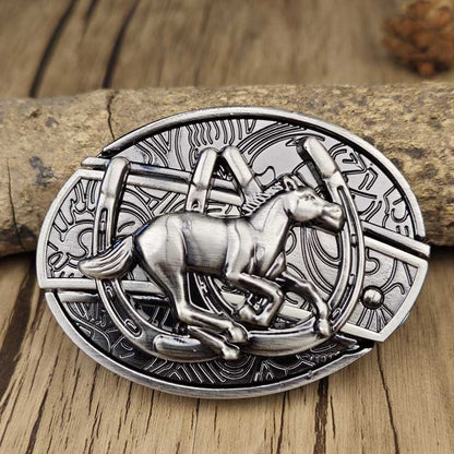 Oval Bull Skull Belt Buckle with Hidden Knife